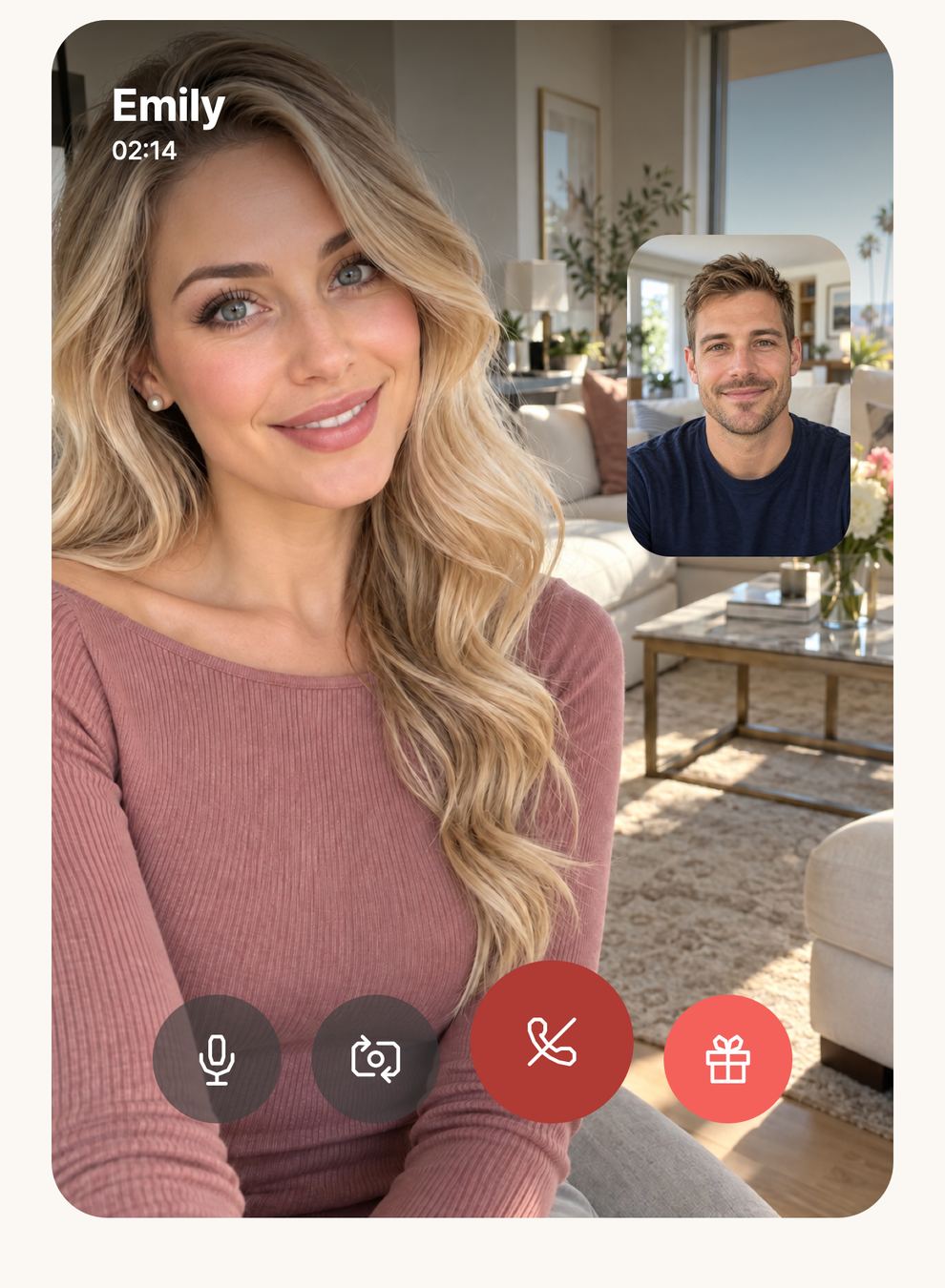 A 1:1 video call in Ember