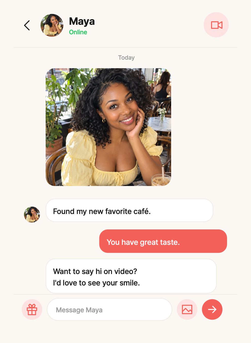 A chat conversation